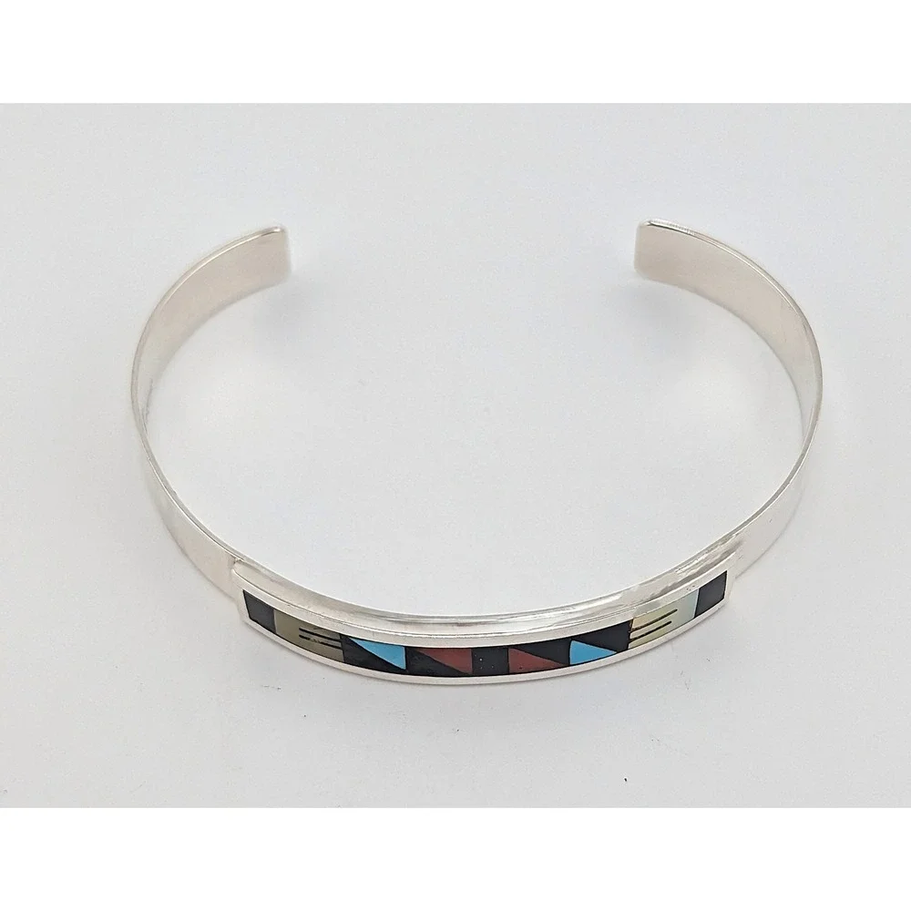 Native American Sterling Silver Bracelet Zuni Jewelry Signed sz 7*